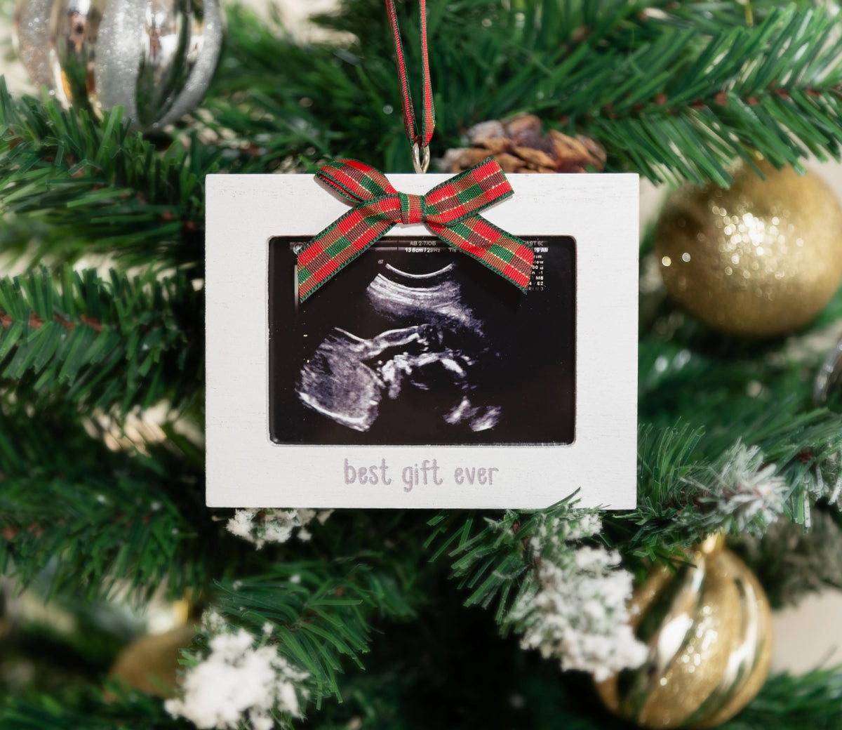 “Best Gift Ever” Holiday Rustic Sonogram Ornament
